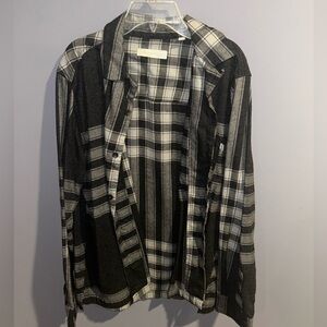 Standard Cloth Black & Gray Plaid Flannel Shirt | Size small